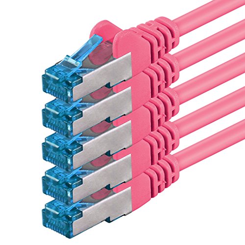 1aTTack.de 1,5m - CAT6a - Netzwerkkabel magenta - 5 Stück CAT 6 A Patchkabel 10000 Mbit s SFTP PIMF 500 MHz kompatibel zu CAT5 CAT6 CAT7 DSL Internet Switch Router von 1aTTack.de