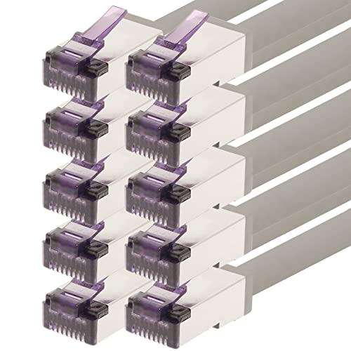 1aTTack.de - 1,5m - CAT6a Superflex- Ethernet Gigabit LAN Netwerkkabel RJ45 CAT6 A Patchkabel 10000 Mbit s SFTP PIMF 500 MHz kompatibel zu CAT6 CAT5 - grau - 10 Stück von 1aTTack.de