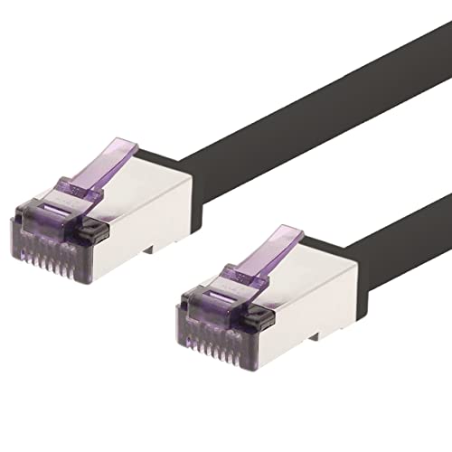 1aTTack.de - 1,5m - CAT6a Superflex- Ethernet Gigabit LAN Netwerkkabel RJ45 CAT6 A Patchkabel 10000 Mbit s SFTP PIMF 500 MHz kompatibel zu CAT6 CAT5 - schwarz - 1 Stück von 1aTTack.de