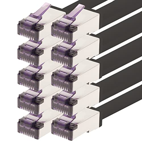 1aTTack.de - 1,5m - CAT6a Superflex- Ethernet Gigabit LAN Netwerkkabel RJ45 CAT6 A Patchkabel 10000 Mbit s SFTP PIMF 500 MHz kompatibel zu CAT6 CAT5 - schwarz - 10 Stück von 1aTTack.de