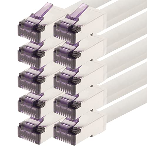 1aTTack.de - 1,5m - CAT6a Superflex- Ethernet Gigabit LAN Netwerkkabel RJ45 CAT6 A Patchkabel 10000 Mbit s SFTP PIMF 500 MHz kompatibel zu CAT6 CAT5 - weiß - 10 Stück von 1aTTack.de