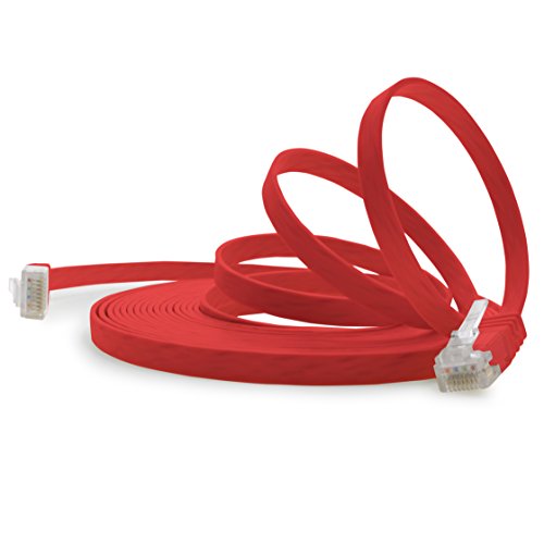 1aTTack.de 1,5m - rot - 1 Stück - Cat.6 Flaches Netzwerkkabel Cat6 Flachkabel Ultra Flach Cat.6 Patchkabel 1000 Mbit/s Gigabit LAN (RJ45) Flach Slim Micro von 1aTTack.de