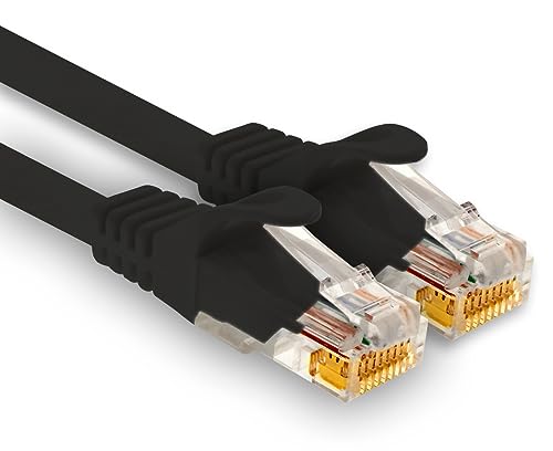 1aTTack.de - 1 X 0,25m Cat7 Netzwerkkabel, Cat.7 Ethernet, Lan & Cat 7 Patchkabel für maximale Internet Geschwindigkeit & verbindet alle Geräte mit RJ 45 Buchse Schwarz von 1aTTack.de