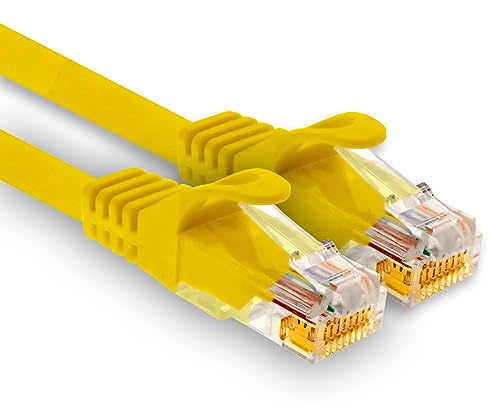 1aTTack.de - 1 X 0,5m Cat7 Netzwerkkabel, Cat.7 Ethernet, Lan & Cat 7 Patchkabel für maximale Internet Geschwindigkeit & verbindet alle Geräte mit RJ 45 Buchse Gelb von 1aTTack.de