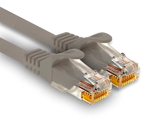 1aTTack.de - 1 X 1,0m Cat7 Netzwerkkabel, Cat.7 Ethernet, Lan & Cat 7 Patchkabel für maximale Internet Geschwindigkeit & verbindet alle Geräte mit RJ 45 Buchse Grau von 1aTTack.de