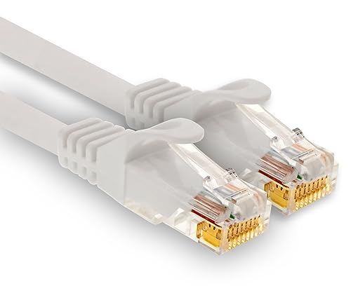 1aTTack.de - 1 X 1,0m Cat7 Netzwerkkabel, Cat.7 Ethernet, Lan & Cat 7 Patchkabel für maximale Internet Geschwindigkeit & verbindet alle Geräte mit RJ 45 Buchse Weiß von 1aTTack.de