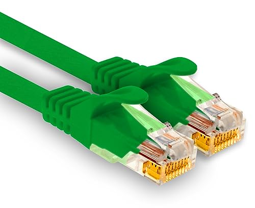 1aTTack.de - 1 X 2,0m Cat7 Netzwerkkabel, Cat.7 Ethernet, Lan & Cat 7 Patchkabel für maximale Internet Geschwindigkeit & verbindet alle Geräte mit RJ 45 Buchse Grün von 1aTTack.de