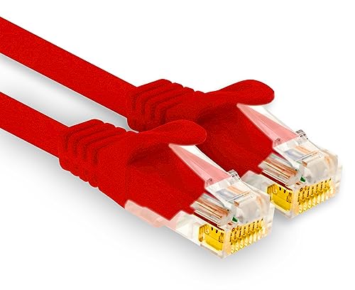 1aTTack.de - 1 X 3,0m Cat7 Netzwerkkabel, Cat.7 Ethernet, Lan & Cat 7 Patchkabel für maximale Internet Geschwindigkeit & verbindet alle Geräte mit RJ 45 Buchse Rot von 1aTTack.de