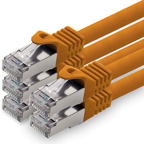 1aTTack.de 10m - orange - 5 Stück CAT.7 Netzwerkkabel Patchkabel SFTP PIMF LSZH Gigabit Lan Kabel 10Gb s cat7 Rohkabel mitRJ45 Stecker Cat6a kompatibel zu CAT5 CAT6 cat7 cat8 von 1aTTack.de