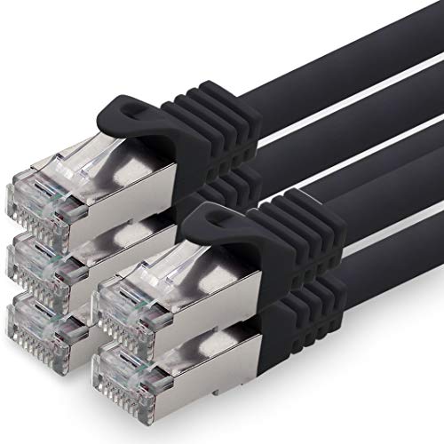 1aTTack.de 10m - schwarz - 5 Stück CAT.7 Netzwerkkabel Patchkabel SFTP PIMF LSZH Gigabit LAN Kabel 10Gb s cat7 Rohkabel mitRJ45 Stecker Cat6a kompatibel zu CAT5 CAT6 cat7 cat8 von 1aTTack.de