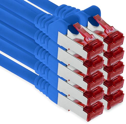 1aTTack.de - 10x 0,5m CAT6 Patchkabel S/FTP PIMF Schirmung CAT.6 RJ45 Netzwerkkabel Ethernetkabel DSL LAN Router Switch Modem Patchfeld - blau - 10 Stück von 1aTTack.de