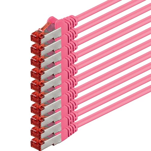 1aTTack.de 10x 1m - Cat 6 Netzwerk-Kabel Patch-Kabel Cat6 RJ45 SFTP - Magenta von 1aTTack.de