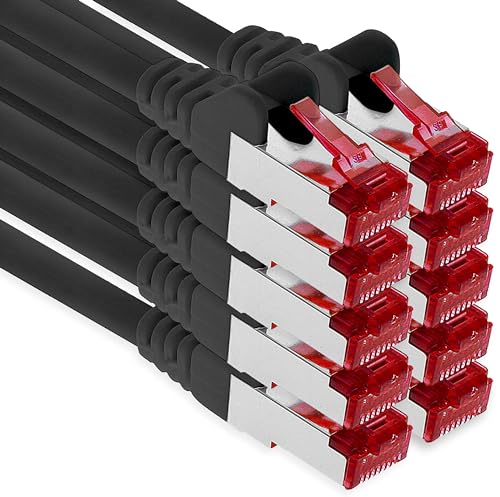 1aTTack.de - 10x 5m CAT6 Patchkabel S/FTP PIMF Schirmung CAT.6 RJ45 Netzwerkkabel Ethernetkabel DSL LAN Router Switch Modem Patchfeld - schwarz - 10 Stück 1aTTack.de - 10x 5m CAT6 Patchkabel S/FTP PIMF Schirmung CAT.6 RJ45 Netzwerkkabel Ethernetkabel DSL LAN Router Switch Modem Patchfeld - schwarz - 10 Stück von 1aTTack.de