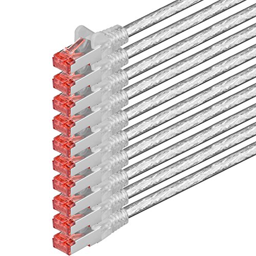 1aTTack.de 10x 5m - Cat 6 Netzwerk-Kabel Patch-Kabel Cat6 RJ45 SFTP - transparent von 1aTTack.de