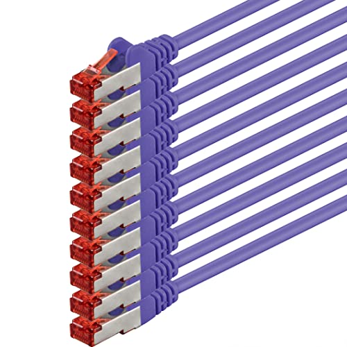 1aTTack.de 10x 5m - Cat 6 Netzwerk-Kabel Patch-Kabel Cat6 RJ45 SFTP - violett von 1aTTack.de