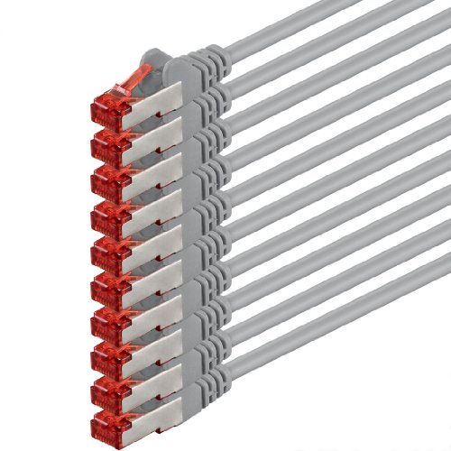 1aTTack.de 10x 7,5m - Cat 6 Netzwerk-Kabel Patch-Kabel Cat6 RJ45 SFTP - grau von 1aTTack.de