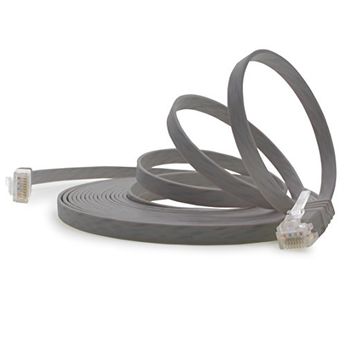 1aTTack.de 15m - Grau - 1 Stück - Cat.6 Flaches Netzwerkkabel Cat6 Flachkabel Ultra Flach Cat.6 Patchkabel 1000 Mbit/s Gigabit LAN (RJ45) Flach Slim Micro von 1aTTack.de