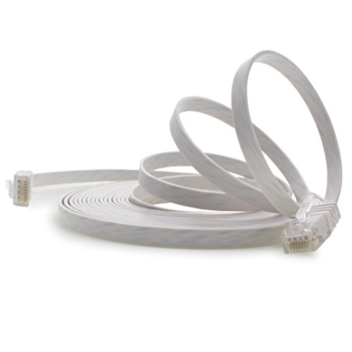 1aTTack.de 15m - Weiss - 1 Stück - Cat.6 Flaches Netzwerkkabel Cat6 Flachkabel Ultra Flach Cat.6 Patchkabel 1000 Mbit/s Gigabit LAN (RJ45) Flach Slim Micro von 1aTTack.de