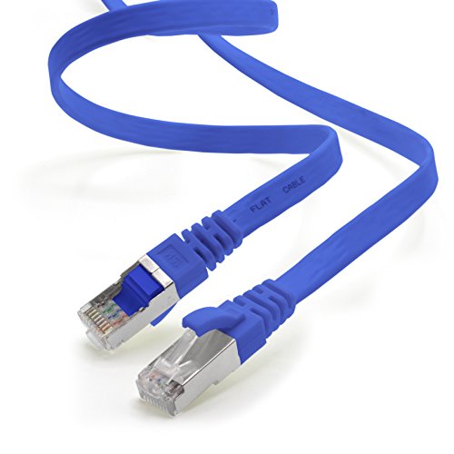1aTTack.de 15m - blau - 1 Stück CAT.7 Gigabit Ethernet LAN Flachband Flachbandkabel (RJ45) Netzwerkkabel Rohkabel (10Gbit/s) Verlegekabel Flach Slim kompatibel zu Cat.5 - Cat.5e - Cat.6 von 1aTTack.de