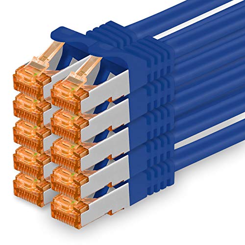 1aTTack.de 1m - Cat.7 Netzwerkkabel Blau - 10 Stück Gigabit Ethernet LAN Kabel 10000 Mbit s Patchkabel Cat7 Kabel S FTP PIMF Schirmung LSZH Cat.7 Rohkabel Rj45 Stecker Cat 6a - 10 x 1 Meter 1aTTack.de 1m - Cat.7 Netzwerkkabel Blau - 10 Stück Gigabit Ethernet LAN Kabel 10000 Mbit s Patchkabel Cat7 Kabel S FTP PIMF Schirmung LSZH Cat.7 Rohkabel Rj45 Stecker Cat 6a - 10 x 1 Meter von 1aTTack.de
