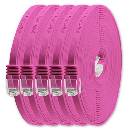 1aTTack.de 1m - Magenta - 5 Stück - Cat.6 Flaches Netzwerkkabel Cat6 Flachkabel Ultra Flach Cat.6 Patchkabel 1000 Mbit/s Gigabit LAN (RJ45) Flach Slim Micro von 1aTTack.de