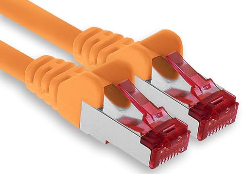 1aTTack.de - 1x 0,25m CAT6 Patchkabel S/FTP PIMF Schirmung CAT.6 RJ45 Netzwerkkabel Ethernetkabel DSL LAN Router Switch Modem Patchfeld - orange - 1 Stück von 1aTTack.de