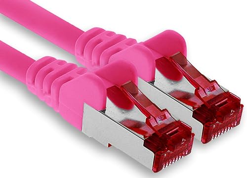 1aTTack.de - 1x 0,5m CAT6 Patchkabel S/FTP PIMF Schirmung CAT.6 RJ45 Netzwerkkabel Ethernetkabel DSL LAN Router Switch Modem Patchfeld -magenta - 1 Stück von 1aTTack.de