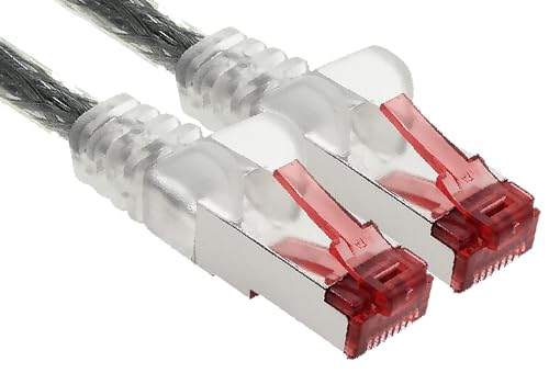 1aTTack.de - 1x 0,5m CAT6 Patchkabel S/FTP PIMF Schirmung CAT.6 RJ45 Netzwerkkabel Ethernetkabel DSL LAN Router Switch Modem Patchfeld - transparent - 1 Stück von 1aTTack.de