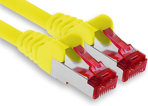 1aTTack.de - 1x 10m CAT6 Patchkabel S/FTP PIMF Schirmung CAT.6 RJ45 Netzwerkkabel Ethernetkabel DSL LAN Router Switch Modem Patchfeld - gelb - 1 Stück von 1aTTack.de