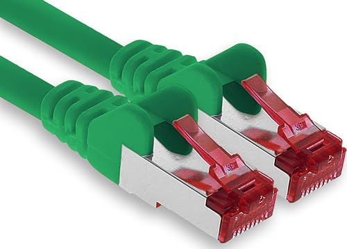 1aTTack.de - 1x 10m CAT6 Patchkabel S/FTP PIMF Schirmung CAT.6 RJ45 Netzwerkkabel Ethernetkabel DSL LAN Router Switch Modem Patchfeld - grün - 1 Stück von 1aTTack.de