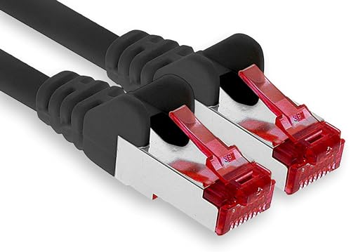 1aTTack.de - 1x 10m CAT6 Patchkabel S/FTP PIMF Schirmung CAT.6 RJ45 Netzwerkkabel Ethernetkabel DSL LAN Router Switch Modem Patchfeld - schwarz - 1 Stück von 1aTTack.de