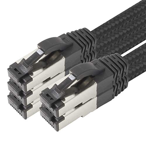 1aTTack.de 2m - Black Cotton CAT 6a Patchkabel Schwarz - 5 Stück Netzwerkkabel Stoff Baumwollmantel Cat Cat 6 a Kabel Rj 45 LAN Ethernet Patchkabel 500Mhz 10 Gb s - 5 x 2 Meter von 1aTTack.de