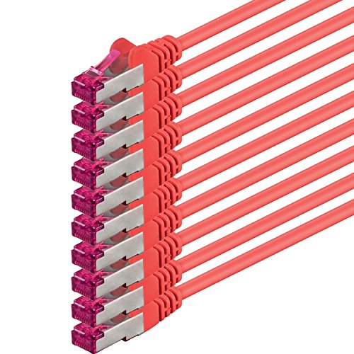 1aTTack.de 2m - rot - 10 Stück - Netzwerkkabel CAT6a (10Gb/s) S-FTP CAT 6a Lankabel - GHMT zertifiziert PIMF 500 MHz Cat5 Cat5e Cat6 Cat6a Cat7 für Switch, Router, Modem, Internet von 1aTTack.de