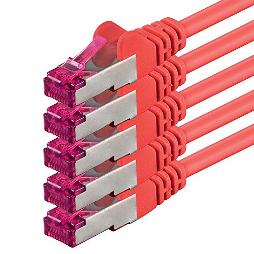 1aTTack.de 2m - rot - 5 Stück - Netzwerkkabel CAT6a (10Gb/s) S-FTP CAT 6a Lankabel - GHMT zertifiziert PIMF 500 MHz Cat5 Cat5e Cat6 Cat6a Cat7 für Switch, Router, Modem, Internet von 1aTTack.de