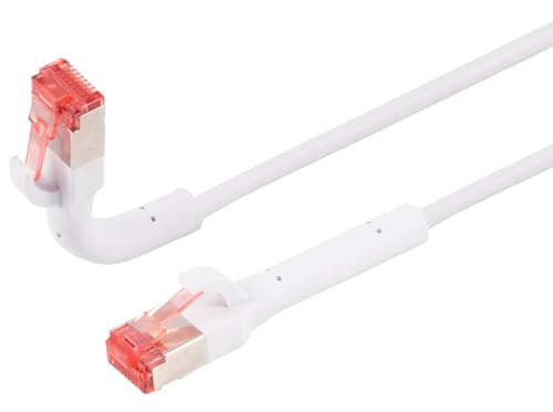1aTTack.de 3,0 M Netzwerkkabel 1 Stück Cat.6A Patchkabel biegsame Kabeltülle 90 Grad in alle Richtungen - RJ45 Stecker - 10 Gbit/s - Hochflexibles Ethernet Kabel für LAN DSL Server Switch Router Weiß von 1aTTack.de