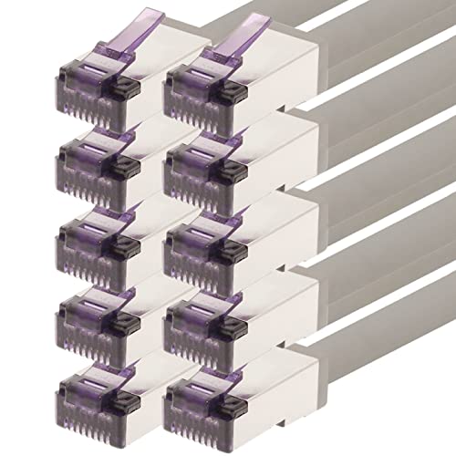 1aTTack.de - 3,0 m - CAT6a Superflex- Ethernet Gigabit LAN Netwerkkabel RJ45 CAT6 A Patchkabel 10000 Mbit s SFTP PIMF 500 MHz kompatibel zu CAT6 CAT5 - grau - 10 Stück von 1aTTack.de