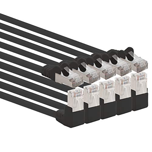 1aTTack.de 366146 Cat.6 Netzwerkkabel Winkel 90 Grad 0,5m - schwarz - 5 Stück - Cat6 Patchkabel (SFTP PIMF) 1000Mbit/s Rj 45 Stecker - 5 x 0,5m Meter schwarz von 1aTTack.de
