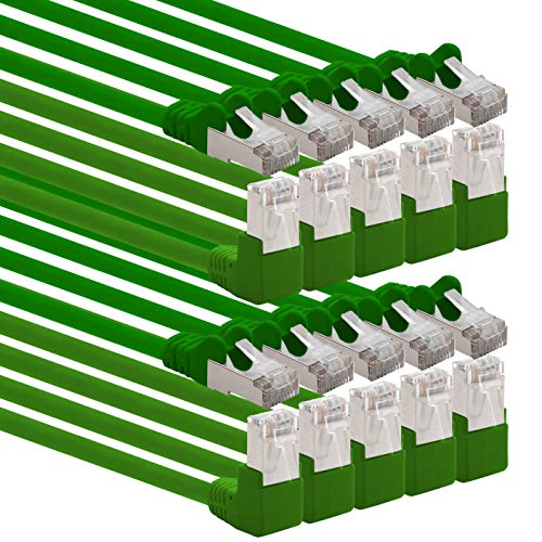 1aTTack.de 366229 Cat.6 Netzwerkkabel Winkel 90 Grad 5m - grün - 10 Stück - Cat6 Patchkabel (SFTP PIMF) 1000Mbit/s Rj 45 Stecker - 10 x 5m Meter grün von 1aTTack.de