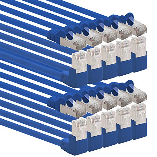 1aTTack.de 366245 Cat.6 Netzwerkkabel Winkel 90 Grad 7,5m - blau - 10 Stück - Cat6 Patchkabel (SFTP PIMF) 1000Mbit/s Rj 45 Stecker - 10 x 7,5m Meter blau von 1aTTack.de