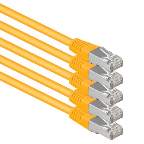 1aTTack.de 3m gelb - 5 Stück Cat.6 Patchkabel Netzwerkkabel CAT6 S-FTP Gigabit Lan PIMF CAT 6 Kupfer CU Halogenfrei Internet DSL Spielkonsole Smart TV von 1aTTack.de