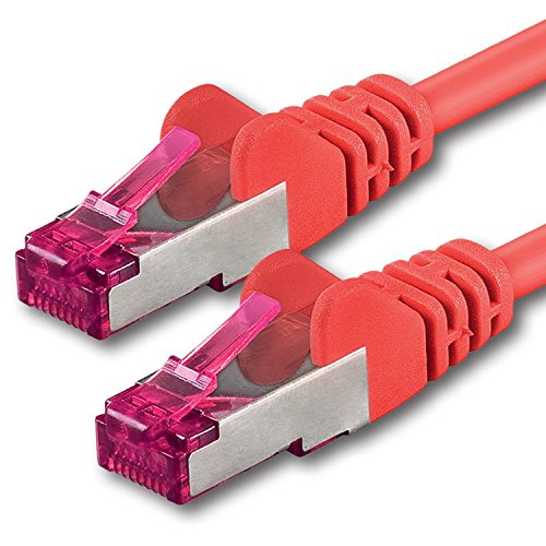 1aTTack.de 3m - rot - 1 Stück - Netzwerkkabel CAT6a (10Gb/s) S-FTP CAT 6a Lankabel - GHMT zertifiziert PIMF 500 MHz Cat5 Cat5e Cat6 Cat6a Cat7 für Switch, Router, Modem, Internet von 1aTTack.de