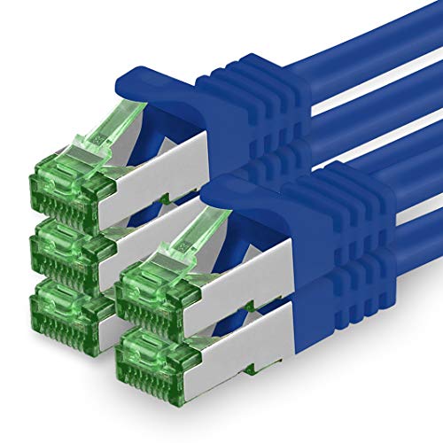 1aTTack.de 5 M Cat.7 Netzwerk-Kabel 5 Stück Cat7 Patch-Kabel Lan-Kabel Ethernet RJ45 10 Gbit/s (Alle Internetgeschwindigkeiten) Blau 5 Meter von 1aTTack.de