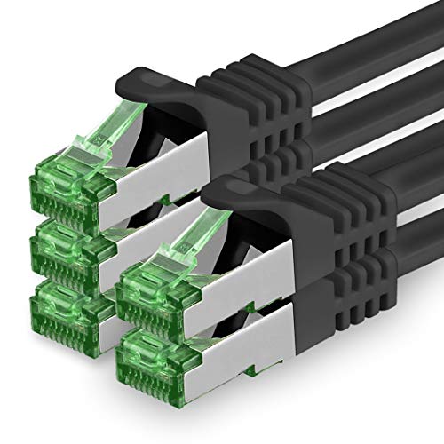 1aTTack.de 5 M Cat.7 Netzwerk-Kabel 5 Stück Cat7 Patch-Kabel Lan-Kabel Ethernet RJ45 10 Gbit/s (Alle Internetgeschwindigkeiten) Schwarz 5 Meter von 1aTTack.de