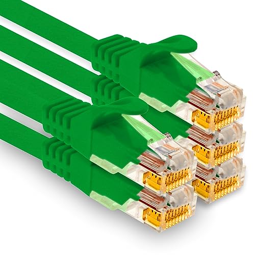 1aTTack.de - 5 X 0,25m Cat7 Netzwerkkabel, Cat.7 Ethernet, Lan & Cat 7 Patchkabel für maximale Internet Geschwindigkeit & verbindet alle Geräte mit RJ 45 Buchse Grün von 1aTTack.de