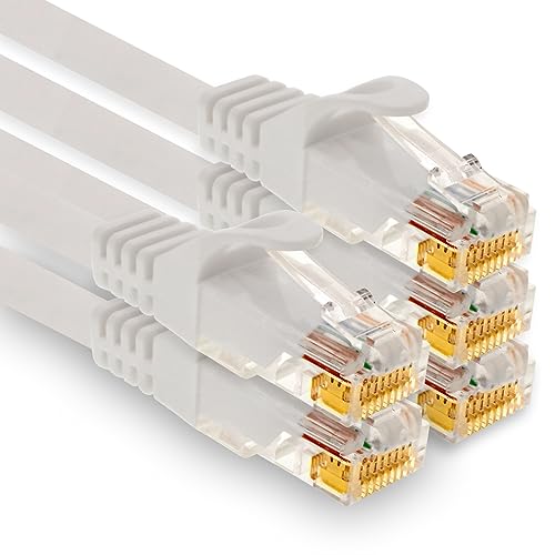 1aTTack.de - 5 X 0,25m Cat7 Netzwerkkabel, Cat.7 Ethernet, Lan & Cat 7 Patchkabel für maximale Internet Geschwindigkeit & verbindet alle Geräte mit RJ 45 Buchse Weiß von 1aTTack.de