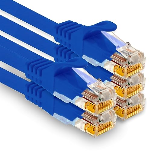 1aTTack.de - 5 X 0,5m Cat7 Netzwerkkabel, Cat.7 Ethernet, Lan & Cat 7 Patchkabel für maximale Internet Geschwindigkeit & verbindet alle Geräte mit RJ 45 Buchse Blau von 1aTTack.de