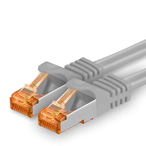 1aTTack.de 5m - Cat.7 Netzwerkkabel Grau - 1 Stück Gigabit Ethernet LAN Kabel 10000 Mbit s Patchkabel Cat7 Kabel S FTP PIMF Schirmung LSZH Cat.7 Rohkabel Rj45 Stecker Cat 6a - 1 x 5 Meter von 1aTTack.de