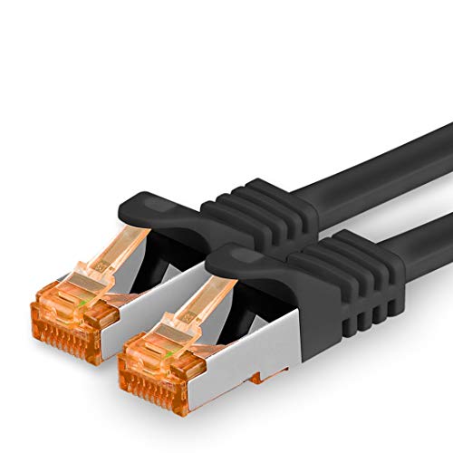 1aTTack.de 5m - Cat.7 Netzwerkkabel Schwarz - 1 Stück Gigabit Ethernet LAN Kabel 10000 Mbit s Patchkabel Cat7 Kabel S FTP PIMF Schirmung LSZH Cat.7 Rohkabel Rj45 Stecker Cat 6a - 1 x 5 Meter von 1aTTack.de