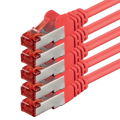 1aTTack.de 5x 0,25m - Cat 6 Netzwerk-Kabel Patch-Kabel Cat6 RJ45 SFTP - Rot von 1aTTack.de