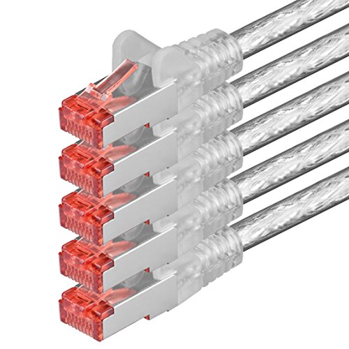 1aTTack.de 5x 0,25m - Cat 6 Netzwerk-Kabel Patch-Kabel Cat6 RJ45 SFTP - transparent von 1aTTack.de